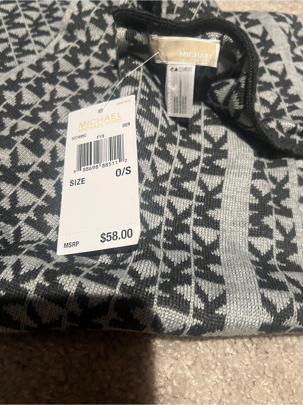 MICHAEL Michael Kors Black & Gray light knit scarf NWT